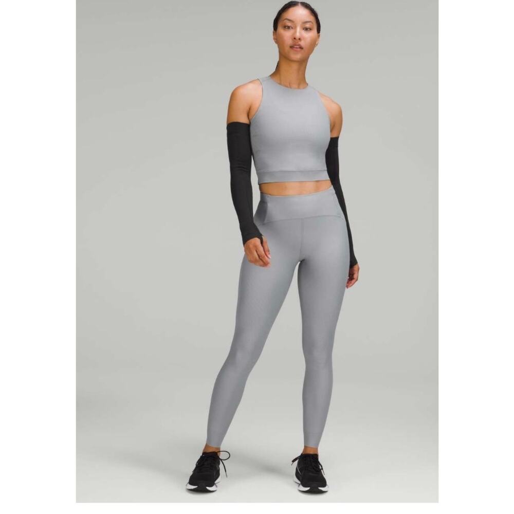 Lululemon SenseKnit High-Rise Running Tight 28" Gray size 6 pockets reflective